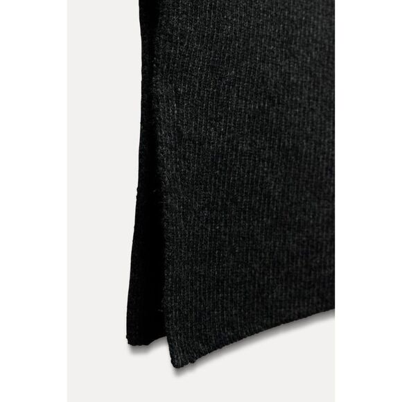 Gray Zara Side Ruched Asymmetrical Hem Ribbed Knit Sleeveless Sweater Top (NWT) - Picture 4 of 8